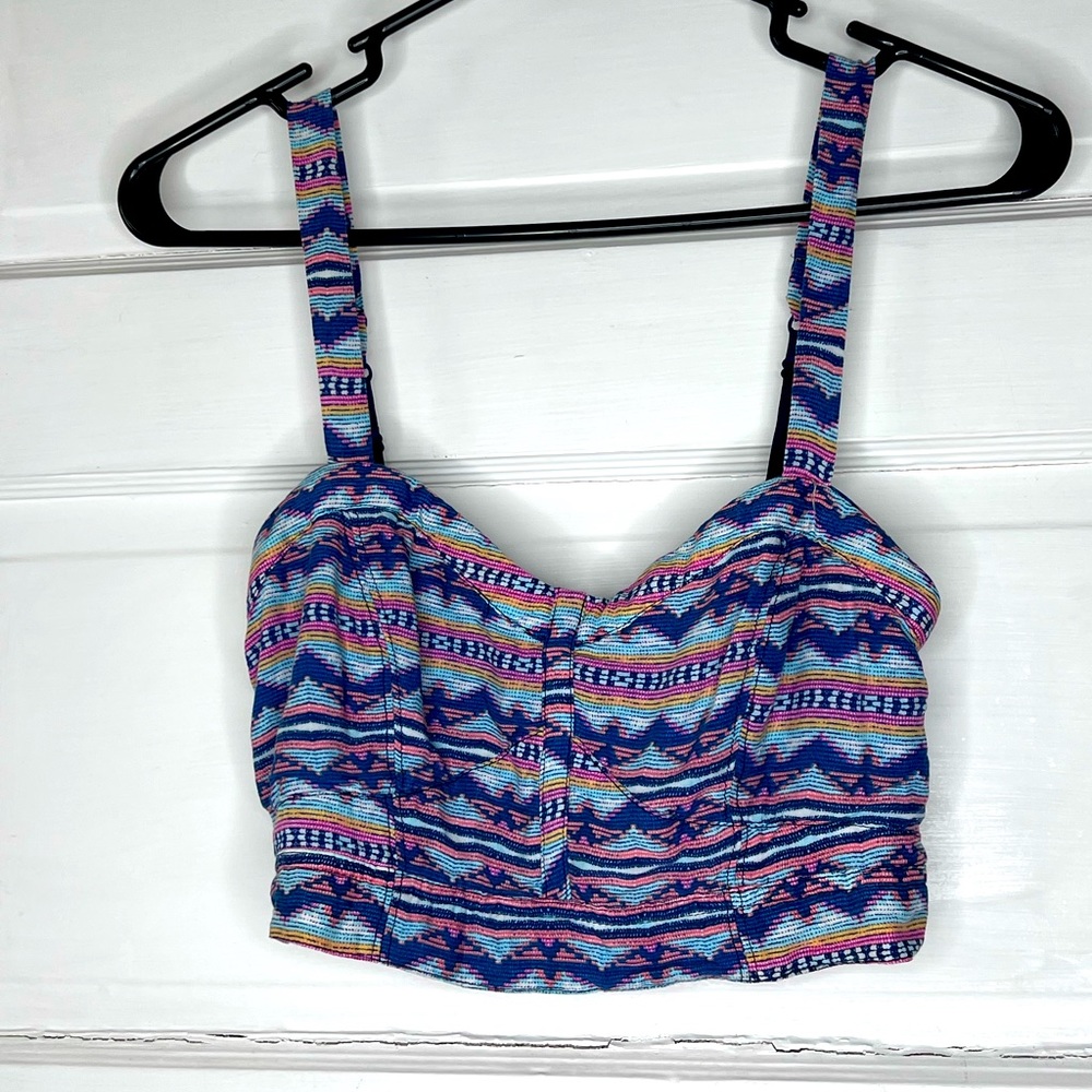 Lorimer NYC printed crop top Corset Aztec Southwest Small